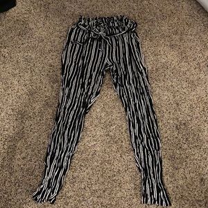black and white striped dressy pants